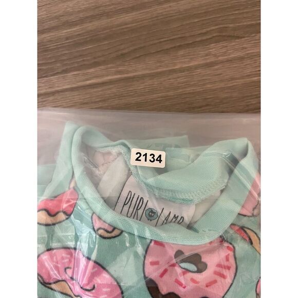 Purl Lamb Two Piece Donut Outfit Teal Pink Kids 4/5 T Long Sleeve Pants - Picture 11 of 11